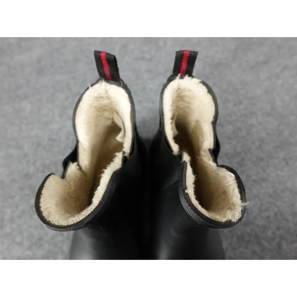Tretorn Chelsea Rain Boots Womens 10‎ Black Waterproof Faux Fur Lined Lug Sole